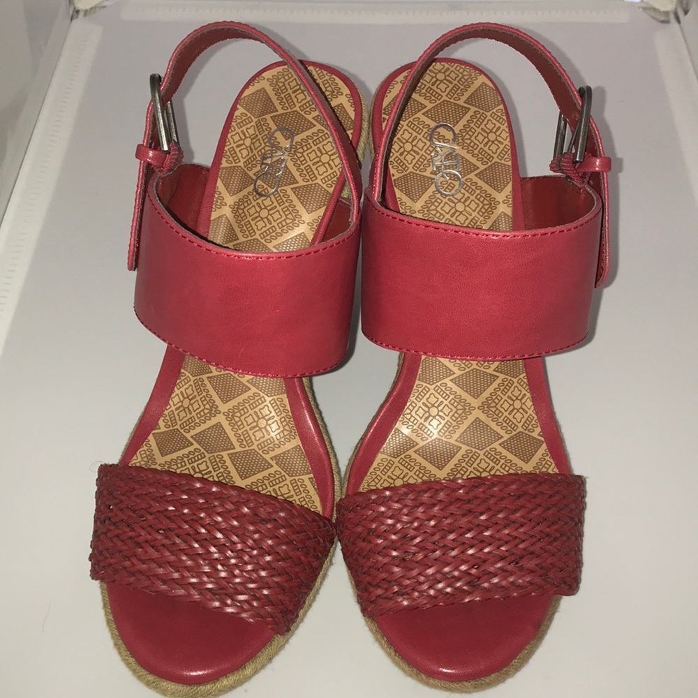 Cato Red slingback heels